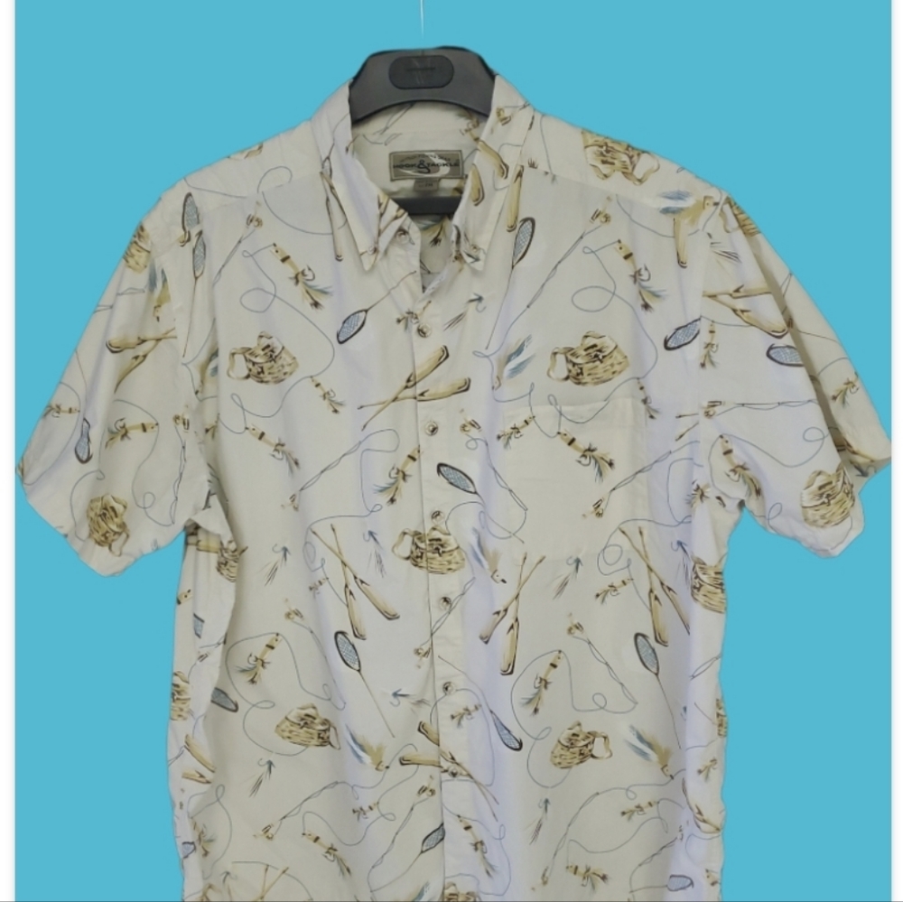 Men's Hook & Tackle Collared Button Down Fishing Shirt Size 2XL